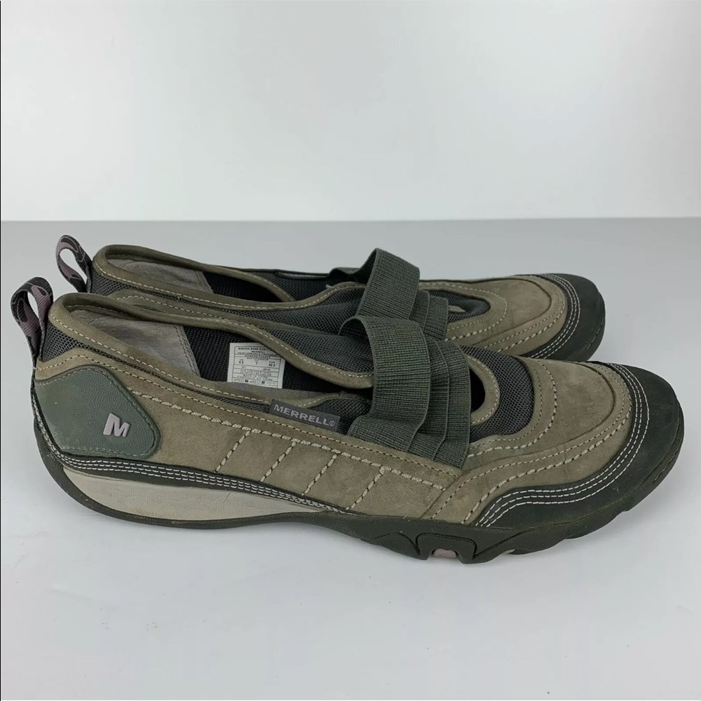 MERRELL Womens 9.5 Mimosa Band Dusty Olive Leather Mary Jane Shoe